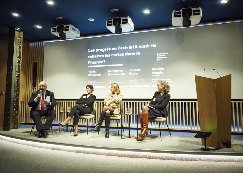 Panel discussion on Technology and AI in Finance, exploring the role of artificial intelligence and machine learning in modern investment management